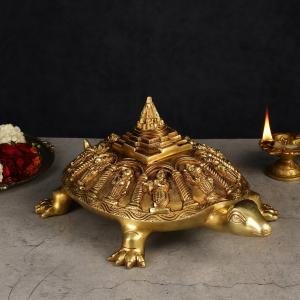 Brass Vishnu Dashavatar with Shree Yantra & Tortoise | 6" Sacred Art | 6.5kg Divine Masterpiece | Vastu Prosperity Set | Jaipurio